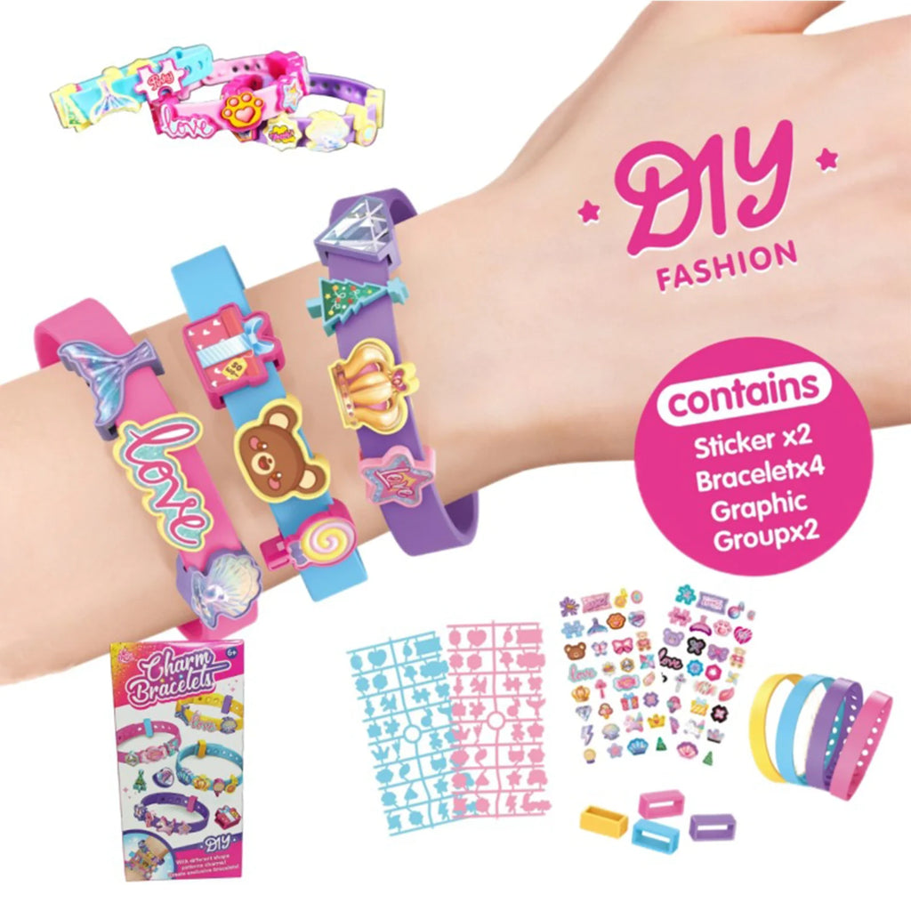 Fun children's beaded bracelet, DIY handmade material bag for girls, with four bracelets and accessories in one box