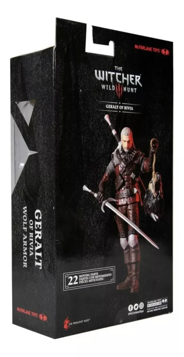 7inches McFARLANE Action Figure Wild Hunt Geralt Of Rivia (Wolf Armor) Anime collection Model birthday Gift