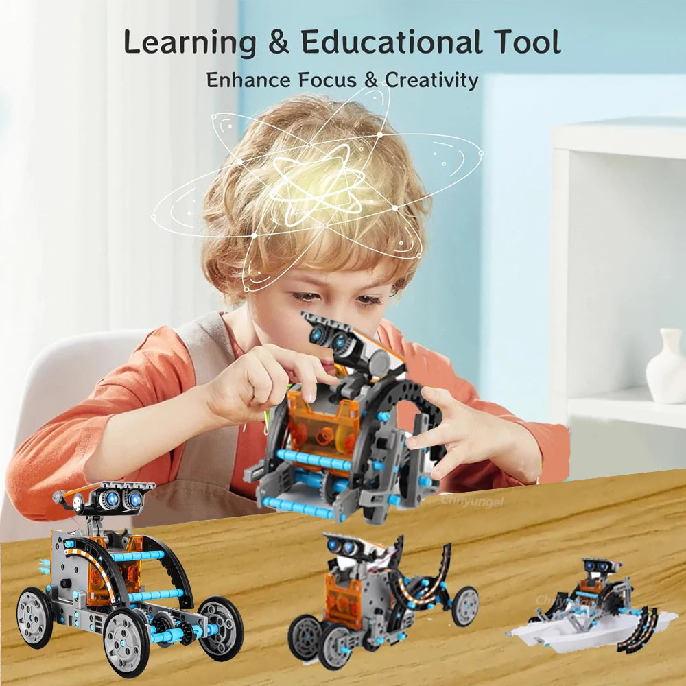 13-in-1 Solar Robot Kits DIY Assembling Science Experiment Kits STEM Educational Toys for Kids Age 8+ Solar Powered Robotic Set