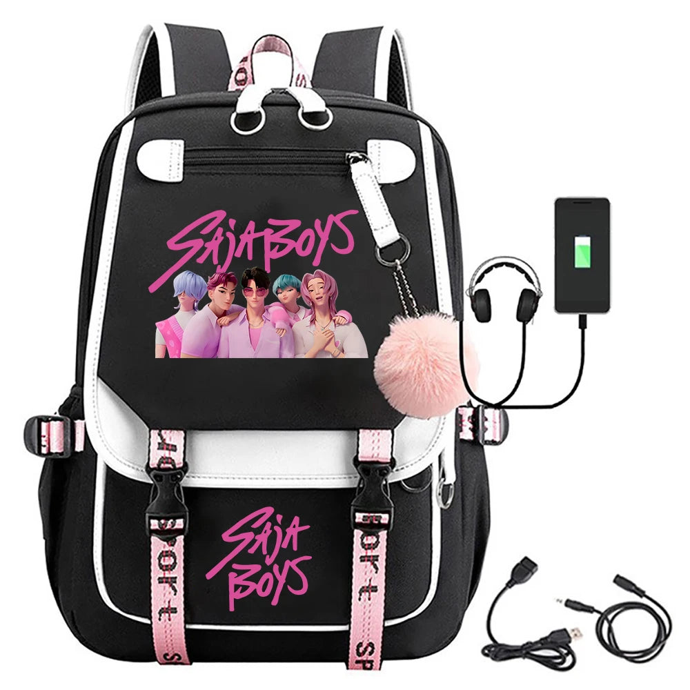 KPop Demon Hunters Saja Boys Backpacks Teenagers Backpacks Hip Hop Gothic Schoolbag Backpacks