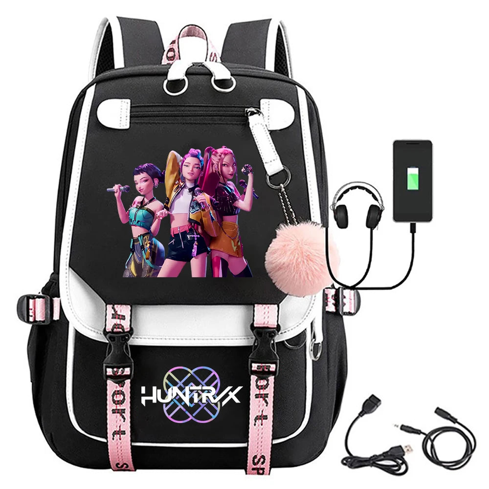 KPop Demon Hunters Saja Boys Backpacks Teenagers Backpacks Hip Hop Gothic Schoolbag Backpacks