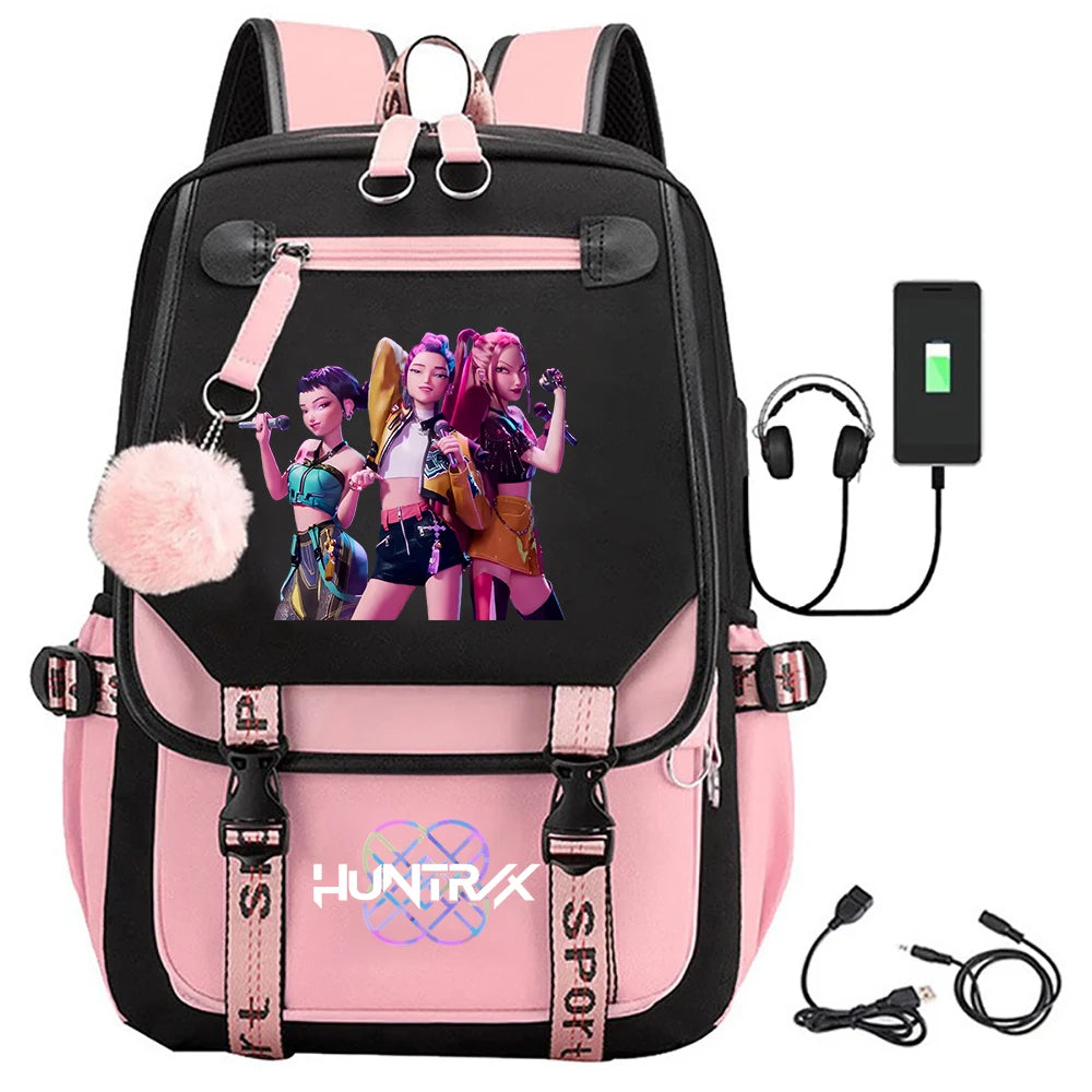 KPop Demon Hunters Saja Boys Backpacks Teenagers Backpacks Hip Hop Gothic Schoolbag Backpacks
