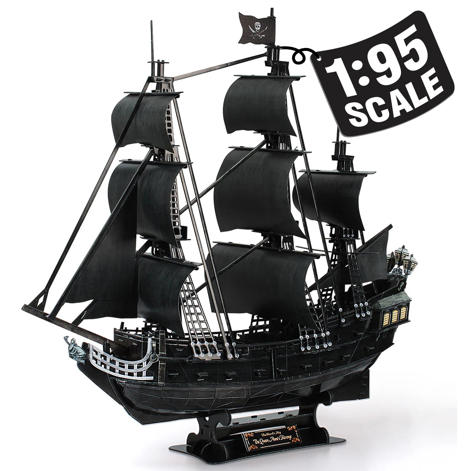 CubicFun 3D Puzzles Large Pirate Ship 26.6" Difficult Watercraft Model Queen Anne's Sailboat Building Kits Toys for Adults Kids