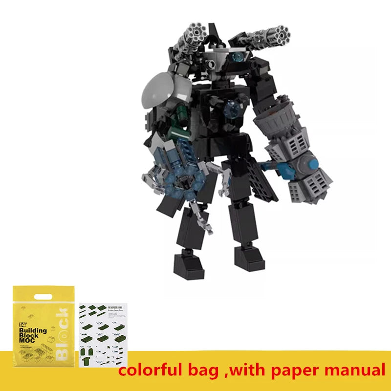 Updated Warhammer Monitor Skibidi Toilet MOC Building Blocks Set Electromagnetic Titan Monitoring King Bricks Toys For Boys Gift