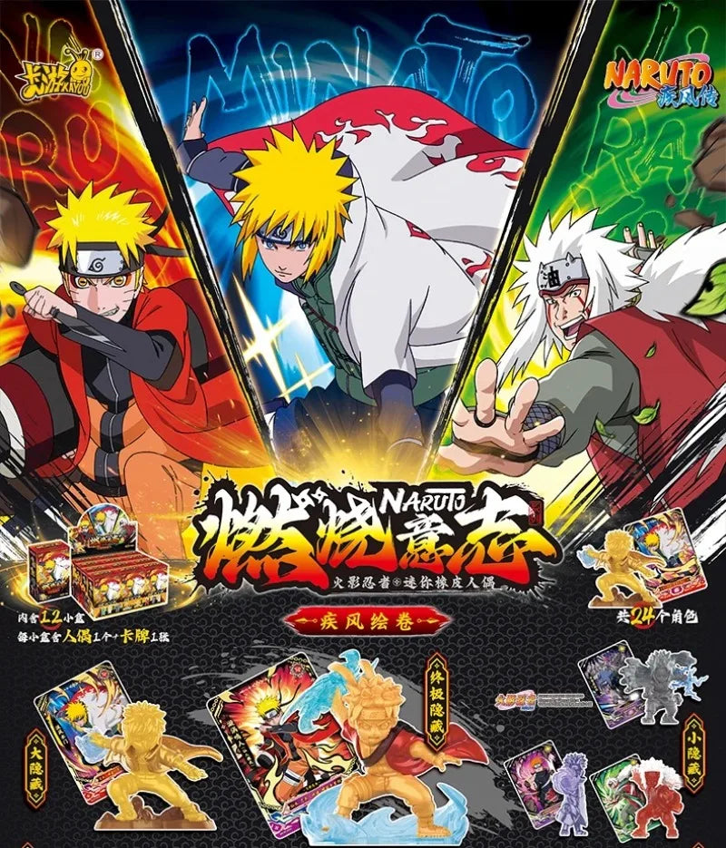 Original KAYOU Naruto Card Uzumaki Naruto Uchiha Sasuke Tsunade Rubber Doll Model Rare Cards Figure Anime Game Hobby Gifts