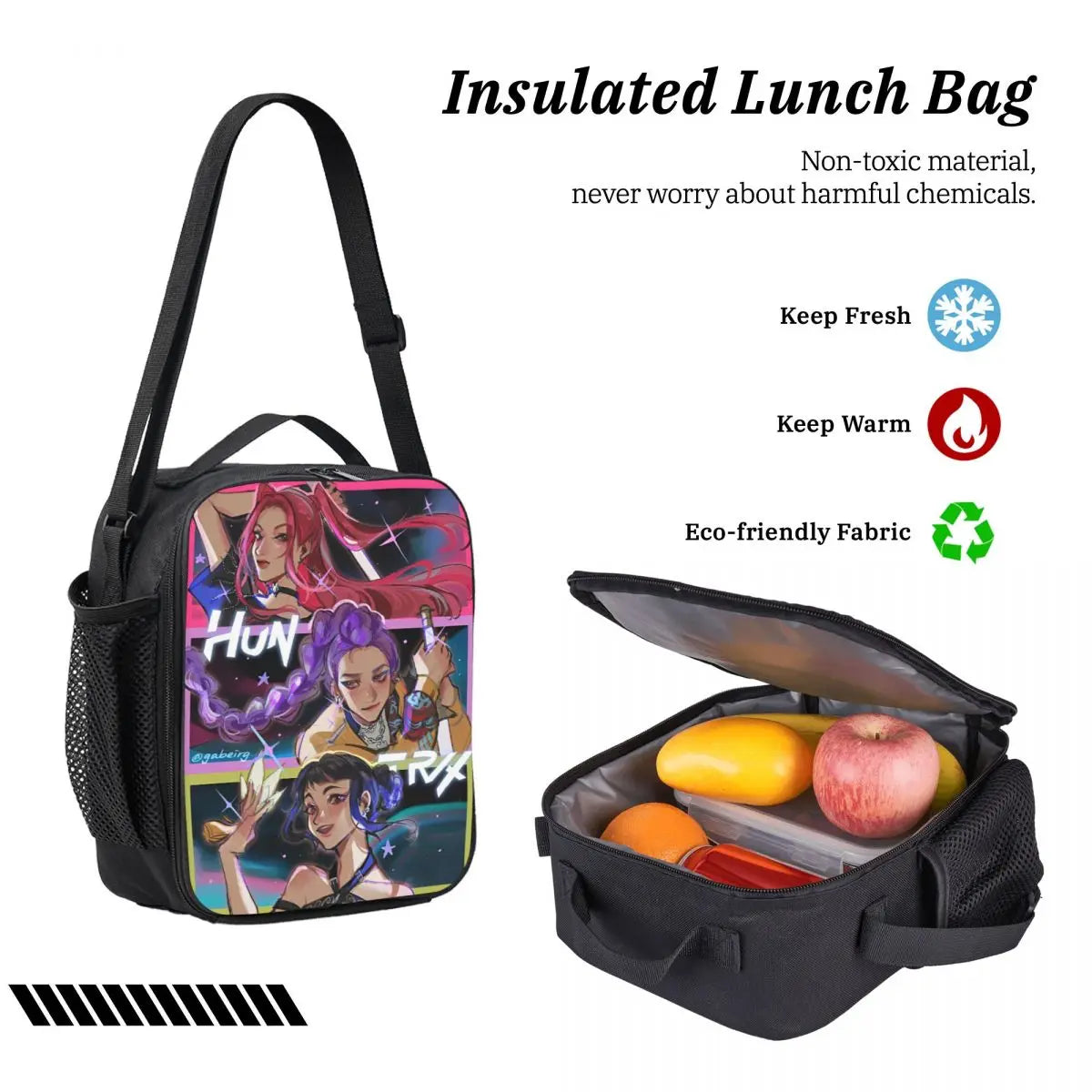 3Pcs Huntri Girl Group K-pop Demon Hunters Backpack Set for Boy Girl Pen Bags Bookbag Sets with Lunch Box For School Knapsack