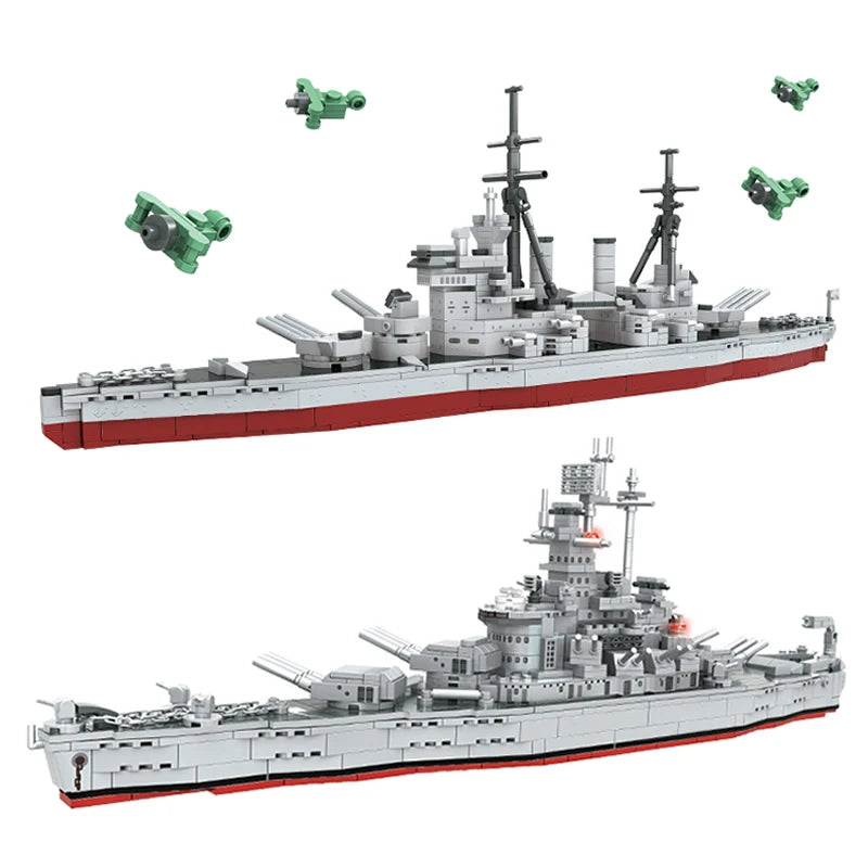 Military Series King Level Classic Warship Building Blocks South Kadota Battleship bricks WW2 Soldier Weapon Toys for kids gift