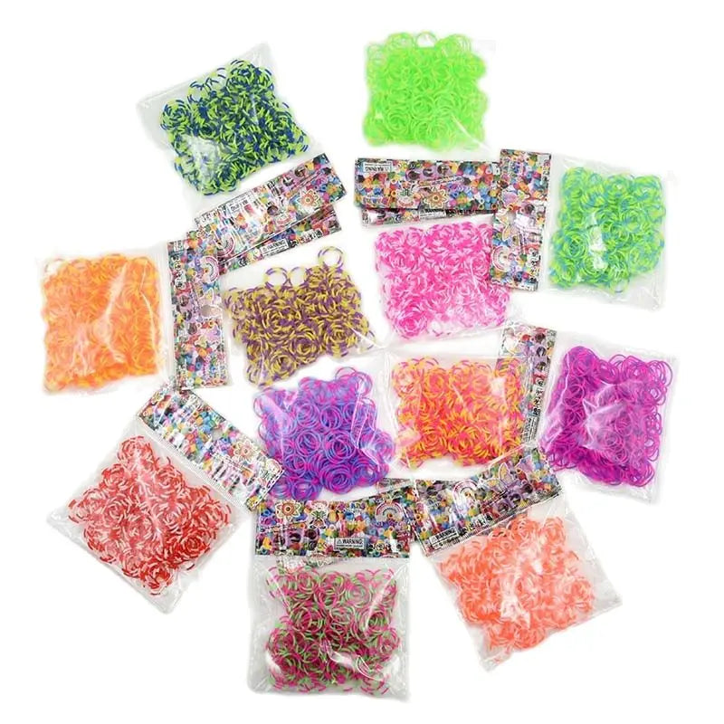 New Loom Rubber Bands Bracelet for Kids or Hair Rainbow Rubber Loom Bands Make Woven Bracelet DIY Craft Toys Christmas Gift