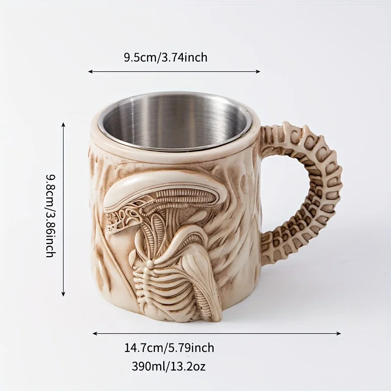 1PC New Xenomorph Mug 3D Flat Heat Transfer Alien Coffee Cup for Home And Office