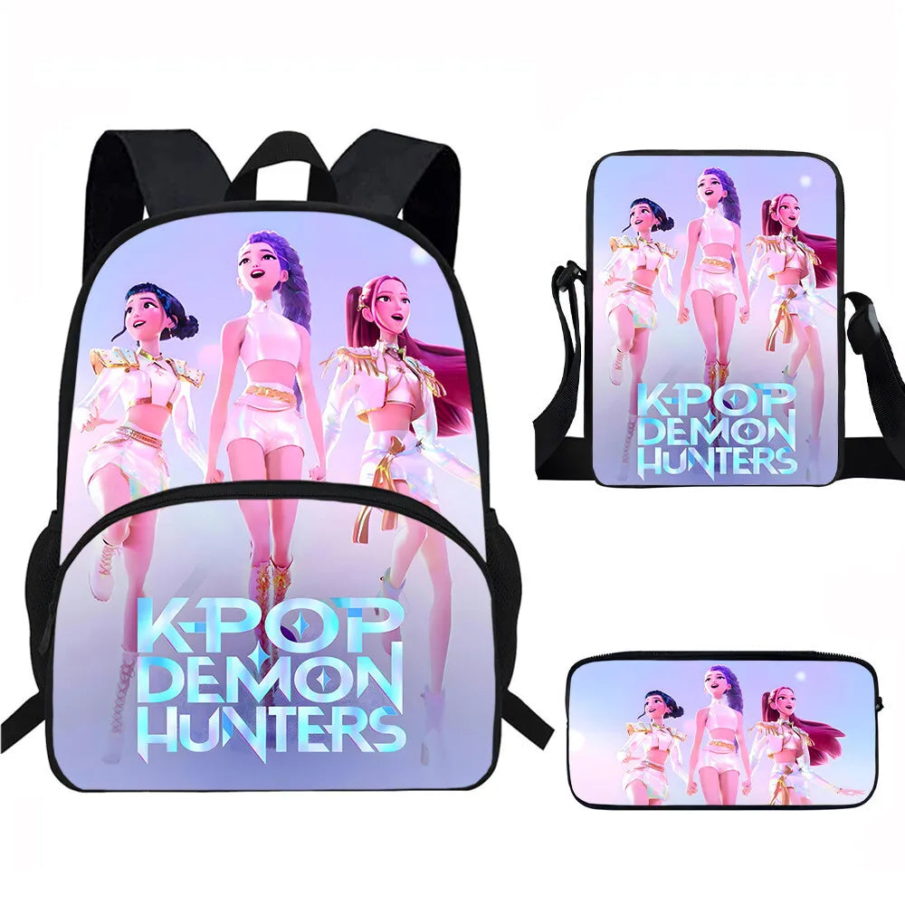 Anime Movie KPop Demon Hunters Backpack Mira Lumi Zoe Cosplay School Students Schoolbag Boys Girls Anime Pencil Bag Lunch Bag