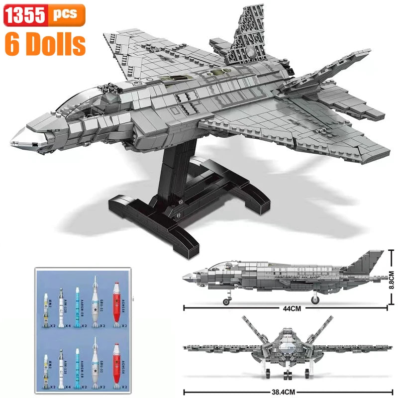 WW2 Airplane Military A10 Fighter Model Building Blocks J-20 Soldier Weapons Air Missile F18 Aircraft Bricks Set Toy For Kid MOC