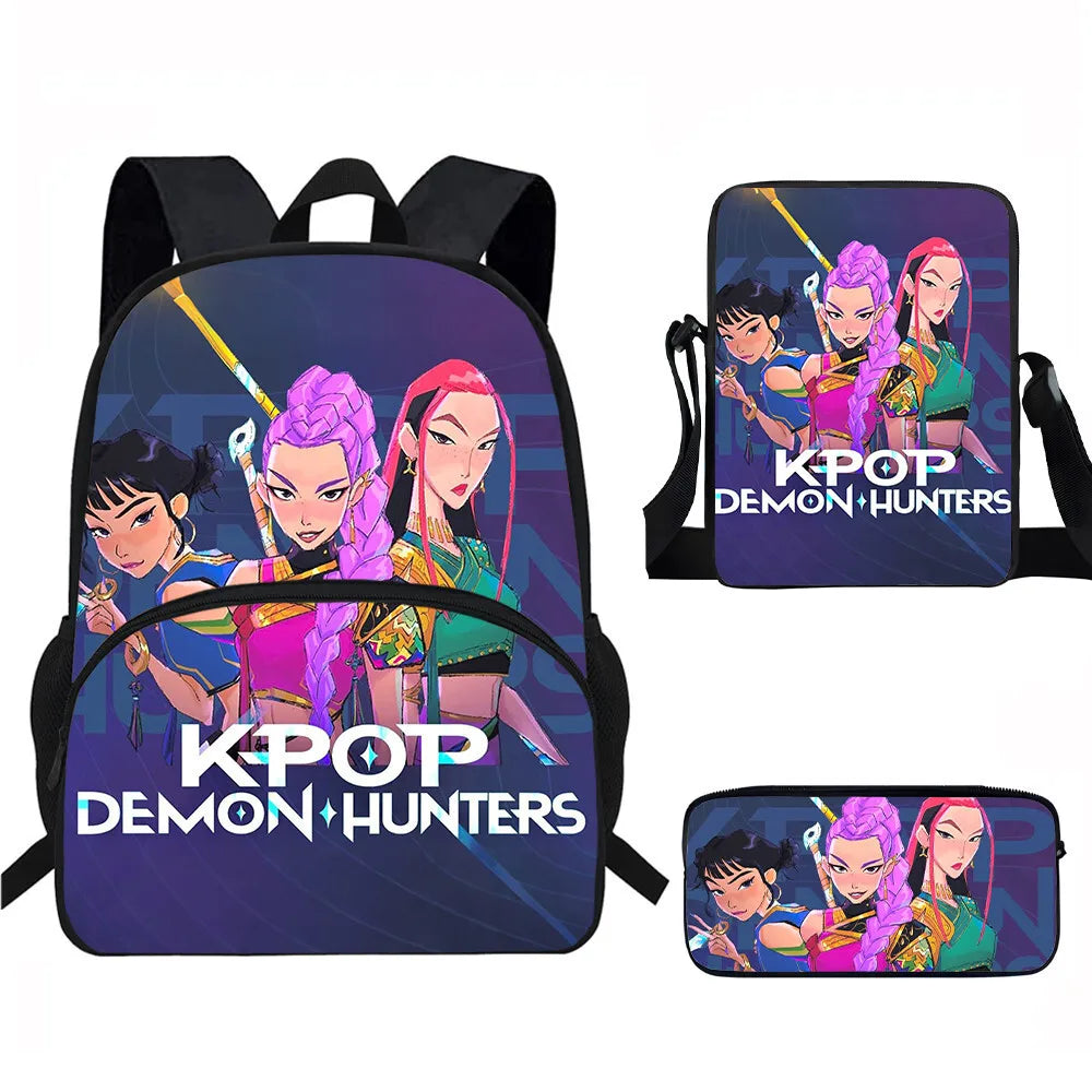 Anime Movie KPop Demon Hunters Backpack Mira Lumi Zoe Cosplay School Students Schoolbag Boys Girls Anime Pencil Bag Lunch Bag