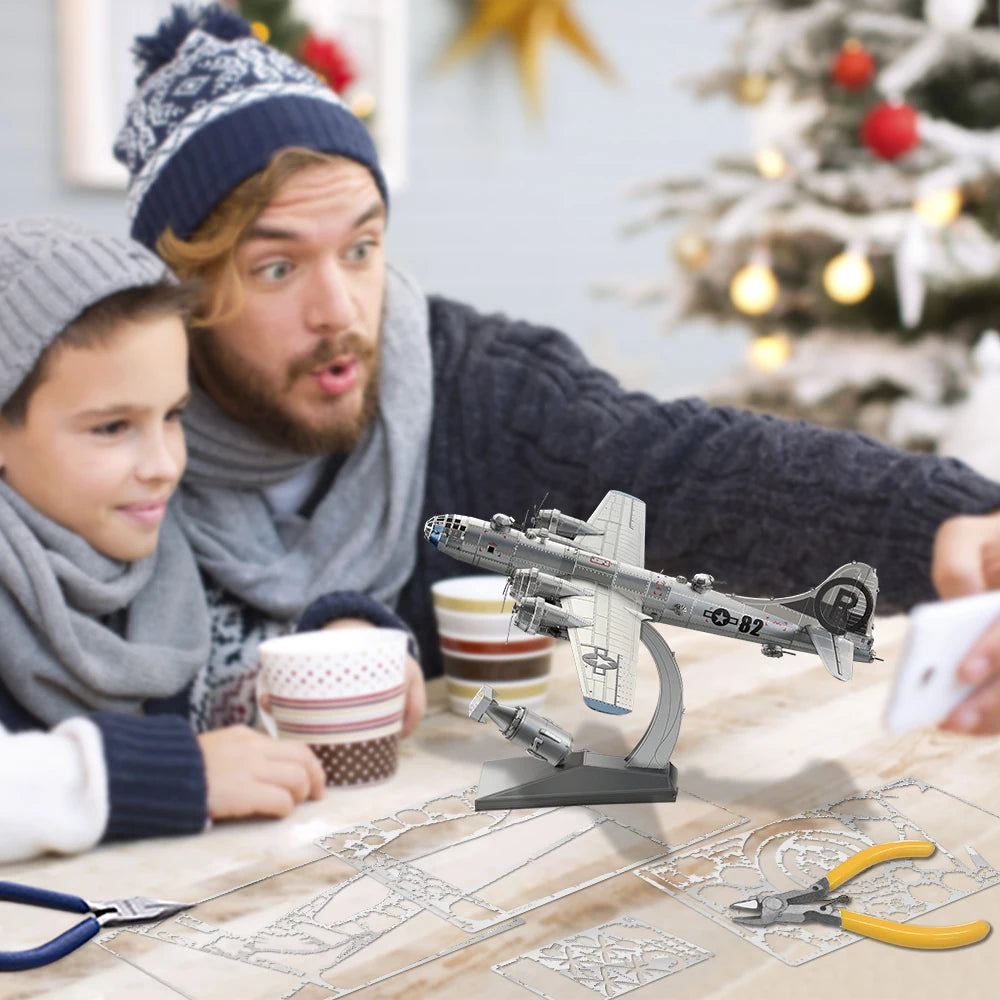 Piececool Model Building Kits Airplane Fighter 3D Metal Puzzles Diy Toys for Adult Brain Teaser