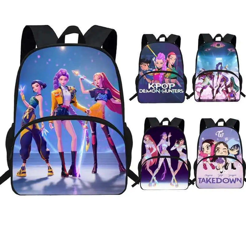 Anime Movie KPop Demon Hunters Backpack Mira Lumi Zoe Cosplay School Students Schoolbag Boys Girls Anime Pencil Bag Lunch Bag