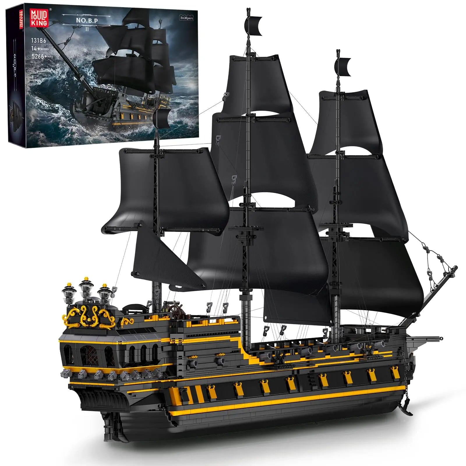 5266pcs Large Pirates Ship Model Building Blocks Set MOC Black Pearl Sailboat Construction Kit for Model Building Collections