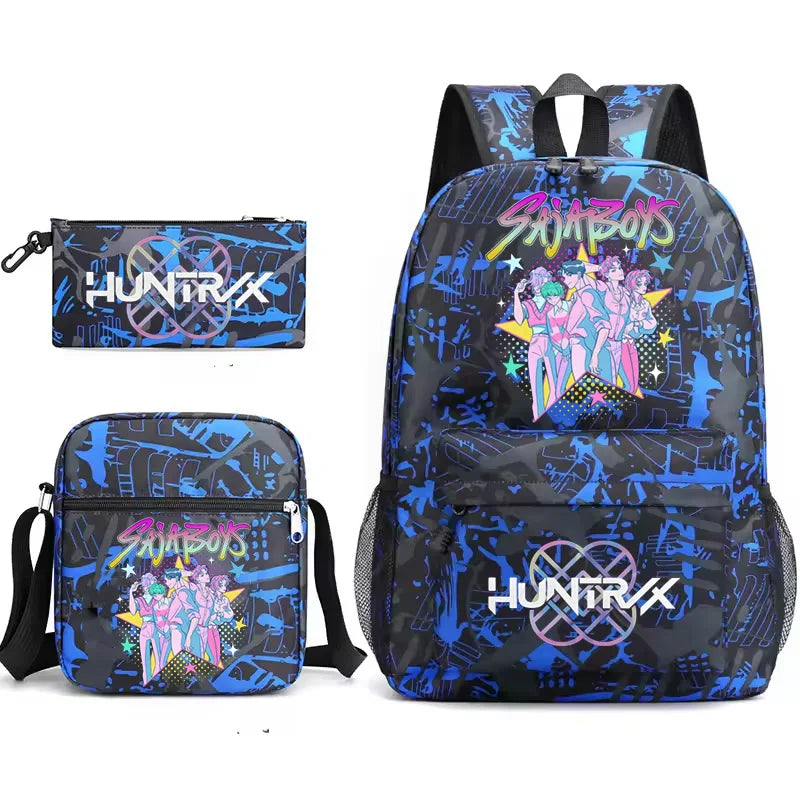 Kpop Demon Hunters Rumi Backpack for Girl Boy Students Anime Rucksack 3pcs Set Lightweight Children School Bags Travel Mochilas