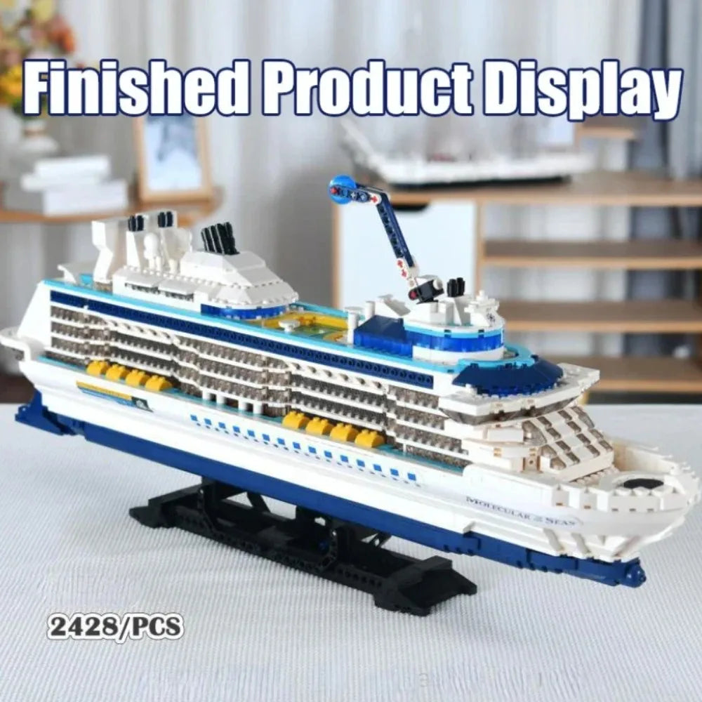 2428PCS Creative City Sea Cruise Liner Building Blocks Model Big Ocean Ship Bricks MOC Toys Children Gifts for Kids Adults
