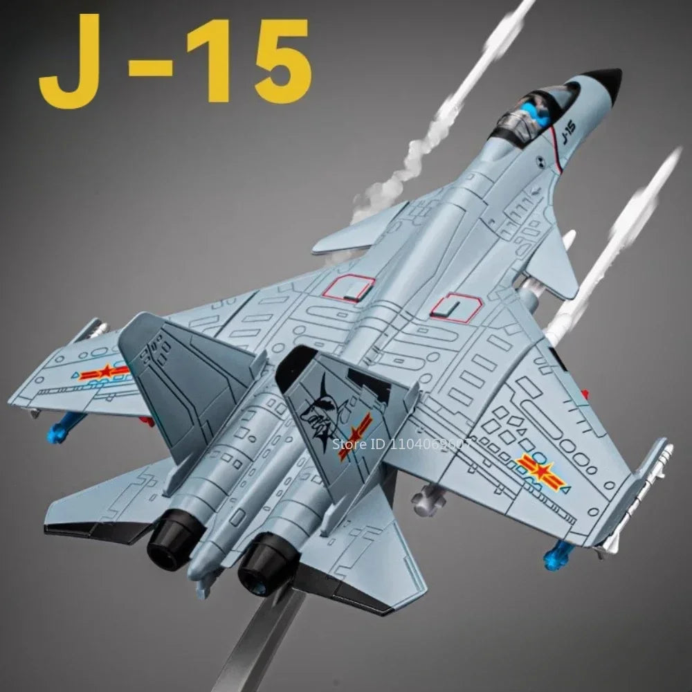 1:89 Scale J-15 Fighter Model Toy Alloy Military Aircraft Models Light Sound Pull Back Boys Birthday Airplane Collection Gifts