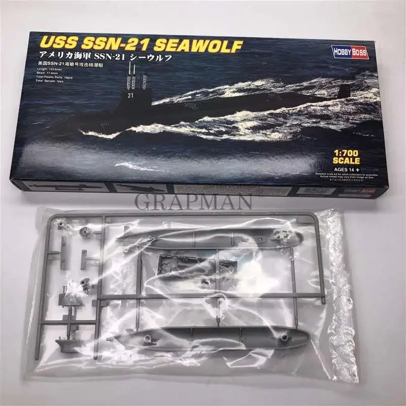 USA Navy USS SSN-21 SEAWOLF Nuclear Attack Submarine 1/700 Scale Plastic Assemble Model Kit HOBBY BOSS