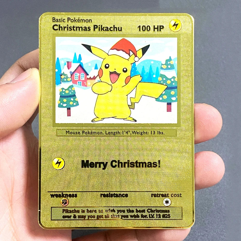 Pokemon Metal Card 10000 Points Pikachu Charizard Arceus Card Golden English Mewtwo Vmax GX Anime Collection Battle Cards Gifts