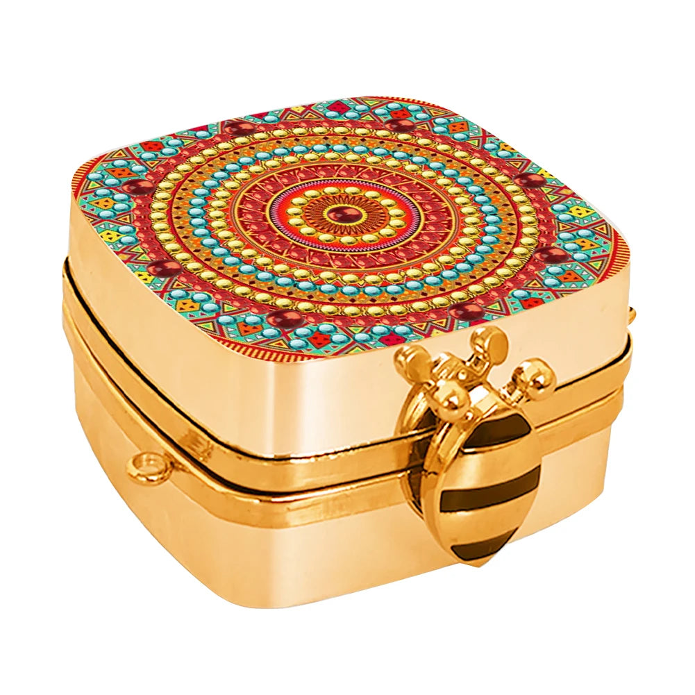 Peacock Diamond Painting Mirror Organizer Box Rhinestone Jewelry Box Mini DIY Diamond Art Makeup Bag for Earrings Necklace Rings