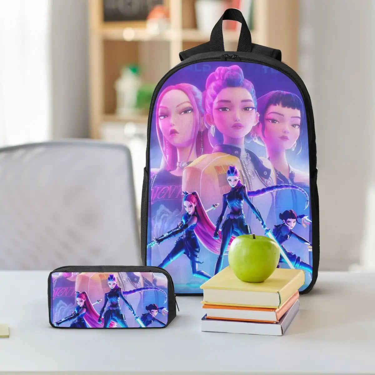 3Pcs Kpop Demon Hunters Huntrix School bags Set for Girls Boys Pencil Boxes Backpack Sets with Lunch Box For School Daypack