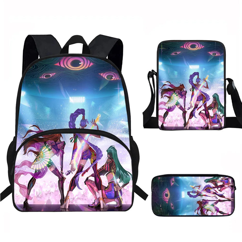 Anime Movie KPop Demon Hunters Backpack Mira Lumi Zoe Cosplay School Students Schoolbag Boys Girls Anime Pencil Bag Lunch Bag