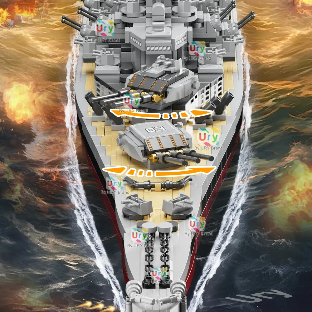 2228pcs Military WW2 Lowa Class USS Missouri Battleship Large Boat Cruiser Model Weapon Building Blocks Warship Toy for Kid Gift