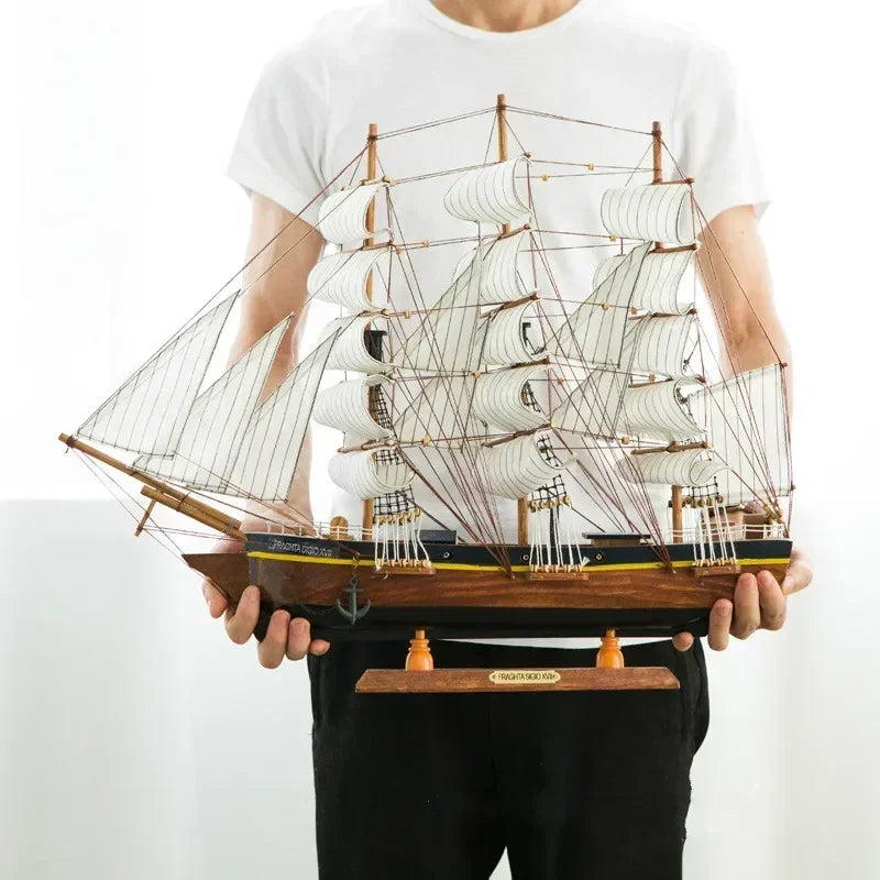 Wooden Sailing Boat 60cm Large 3D Desktop Model Ornaments Craft Assembled Ship collection home decor friend Gift Toy