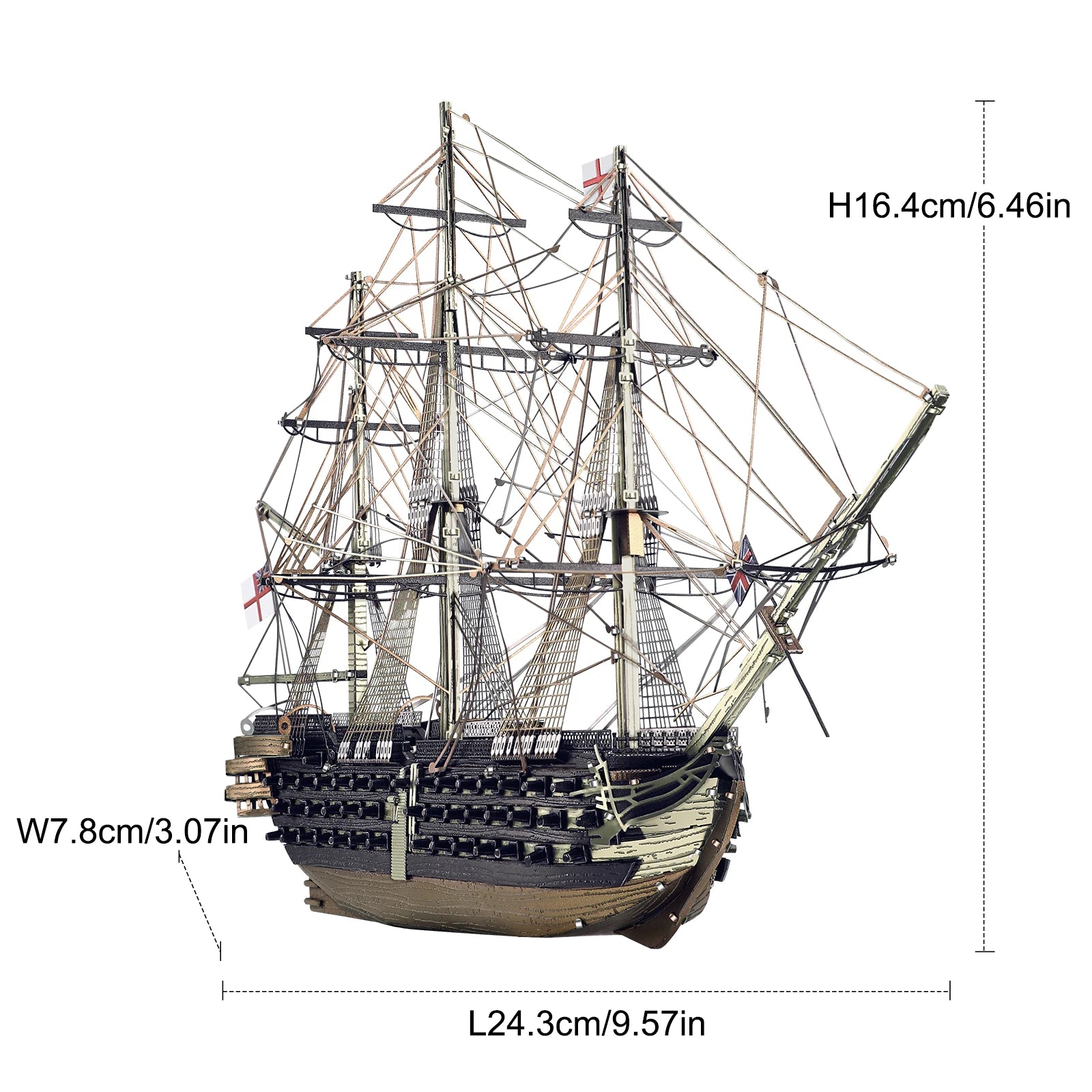 Piececool 3D Metal Puzzles HMS Victory Ship Model Jigsaw Set Assembly Model Kits for Adult Brain Teaser DIY Boat for Collection