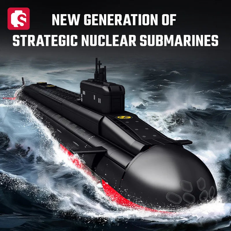 SEMBO 1324pcs Military Series Strategic Nuclear Submarine Assemblage Building Blocks MOC Torpedo Weapons Model Bricks Toys Gifts