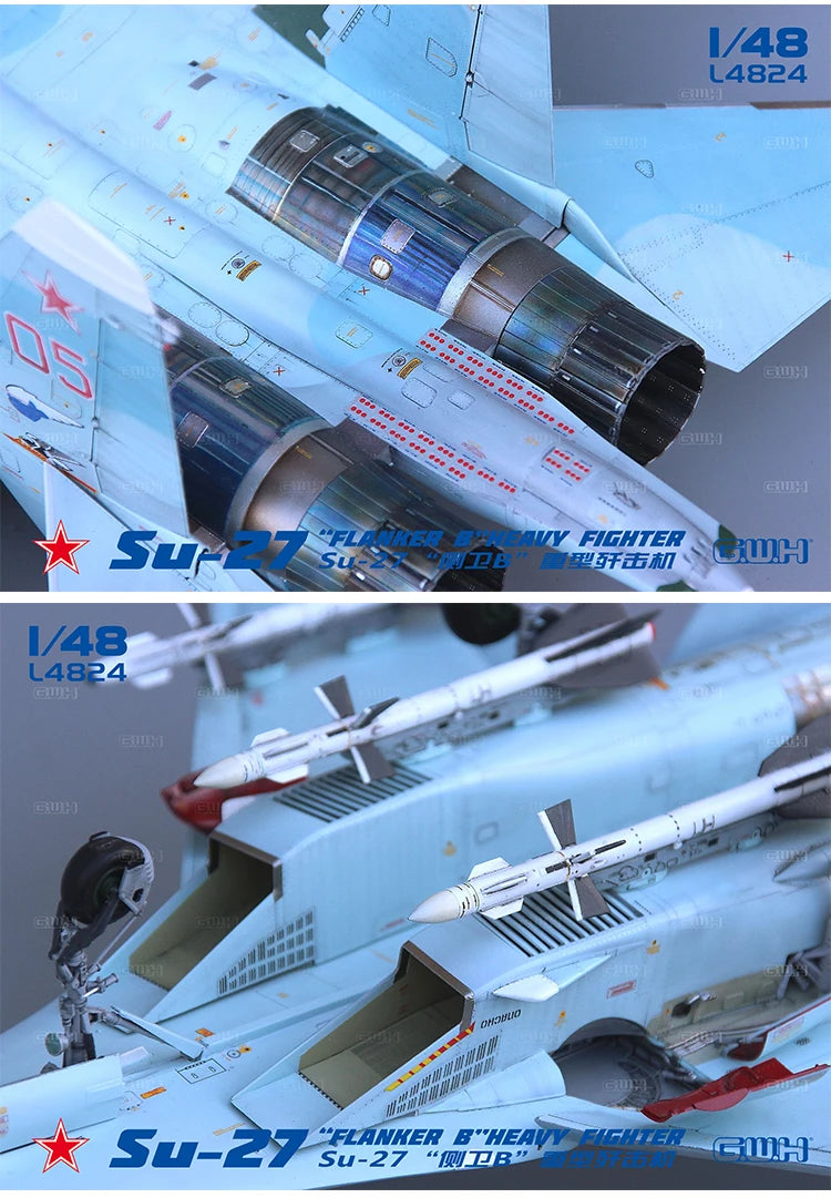 GWH Model L4824 1/48 SU-27 Single seat Fighter Plastic Toy Assembly Model Building Kits for Military Hobby Collection