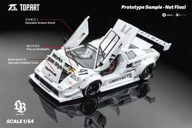 [PreSale] Topart 1:64 LBWK Countach LiberyWalk 41# white MDX Pearl Black Diecast Model Car
