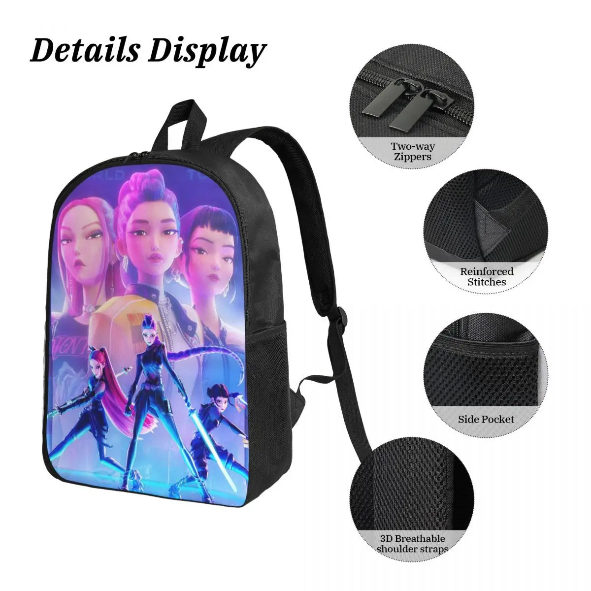 3Pcs Kpop Demon Hunters Huntrix School bags Set for Girls Boys Pencil Boxes Backpack Sets with Lunch Box For School Daypack