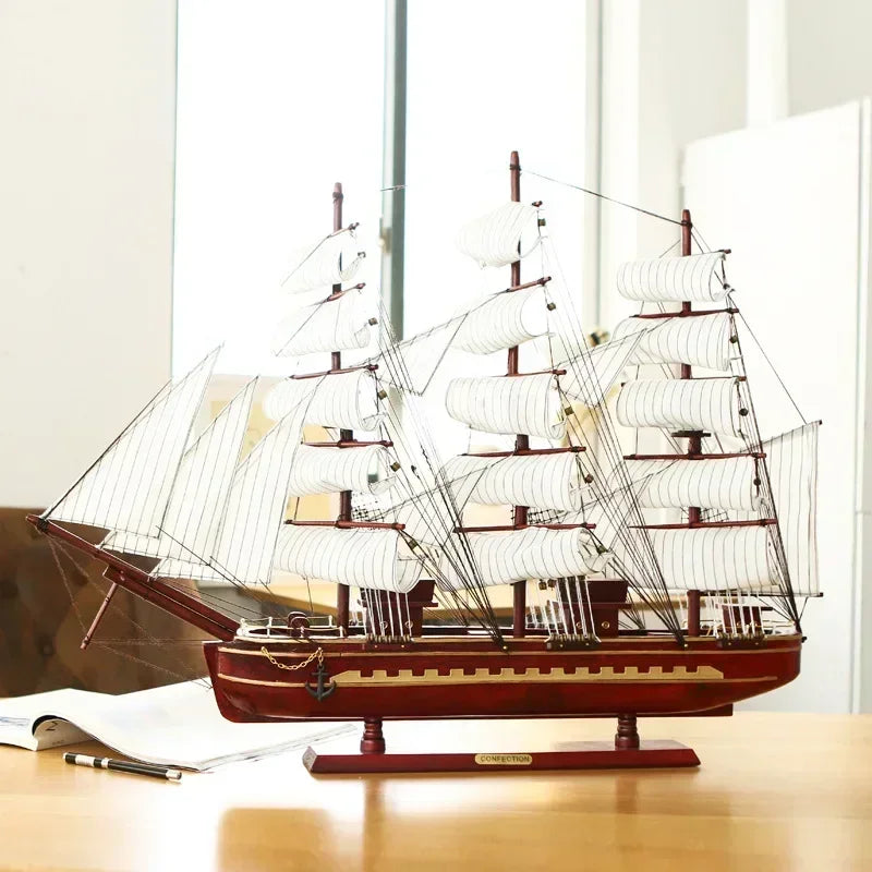 80cm 3D Large Sailboat Model Craft Wooden Assembled Ship Mediterranean home decor children birthday Gift Toys