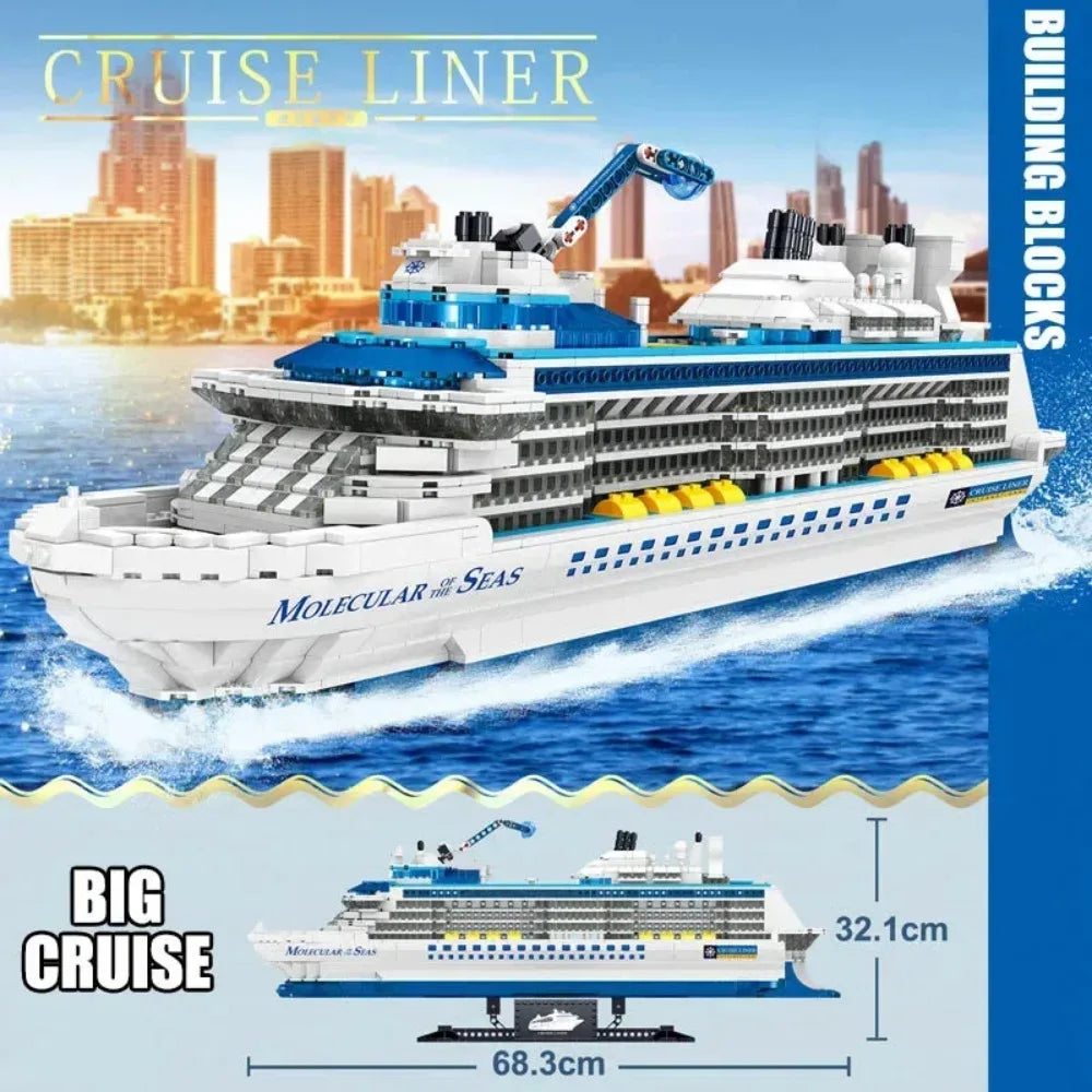 2428PCS Creative City Sea Cruise Liner Building Blocks Model Big Ocean Ship Bricks MOC Toys Children Gifts for Kids Adults