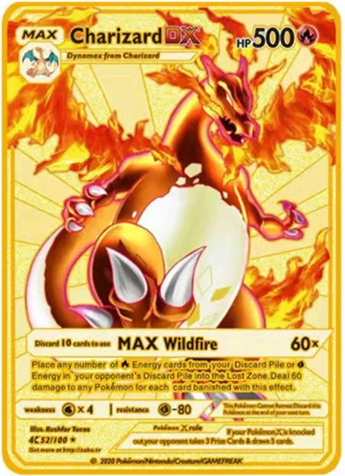 Pokemon English Metal Card Anime Pikachu Charizard Mewtwo Blastoise  Vmax Shiny Letters Game Collection Card Kids Toy Gifts