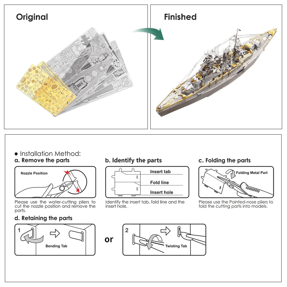 Piececool 3D Puzzles Yamato Nagato Class Battleship Model Building Kit DIY Boat Toys for Adult Brain Teaser Birthday Gifts