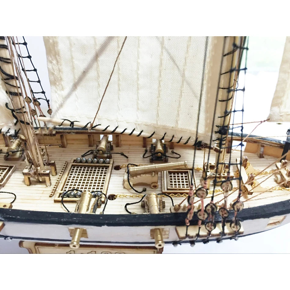 New Version Ancient Ship Model Building Kits Halcon 1840 CNC Brass Cannons Luxurious Sailboat English Instruction