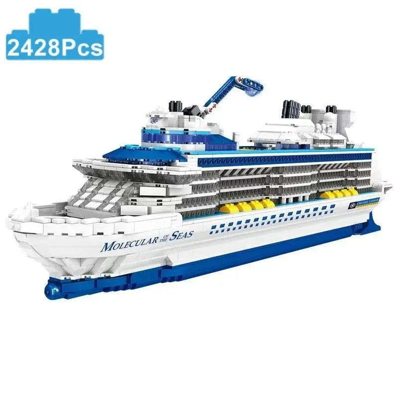 2428PCS Creative City Sea Cruise Liner Building Blocks Model Big Ocean Ship Bricks MOC Toys Children Gifts for Kids Adults