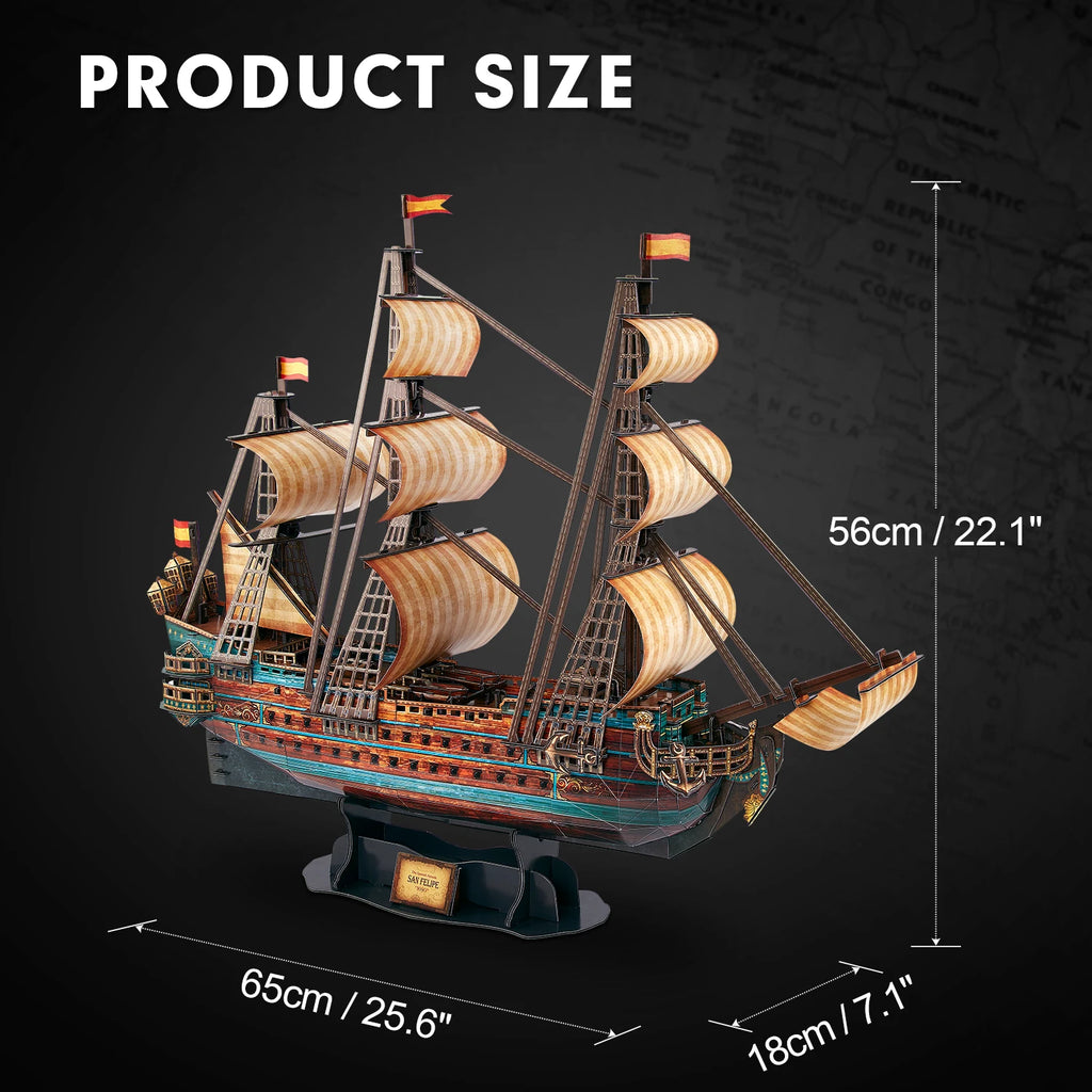 The San Felipe Model Ship Kits 3D Puzzle 25.6" for Adults and Teens, Stress Relief Hobby Cool Decoration Birthday Gift for Men 2