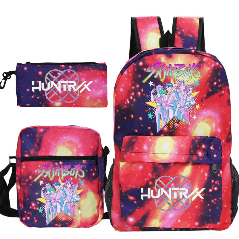 Kpop Demon Hunters Rumi Backpack for Girl Boy Students Anime Rucksack 3pcs Set Lightweight Children School Bags Travel Mochilas