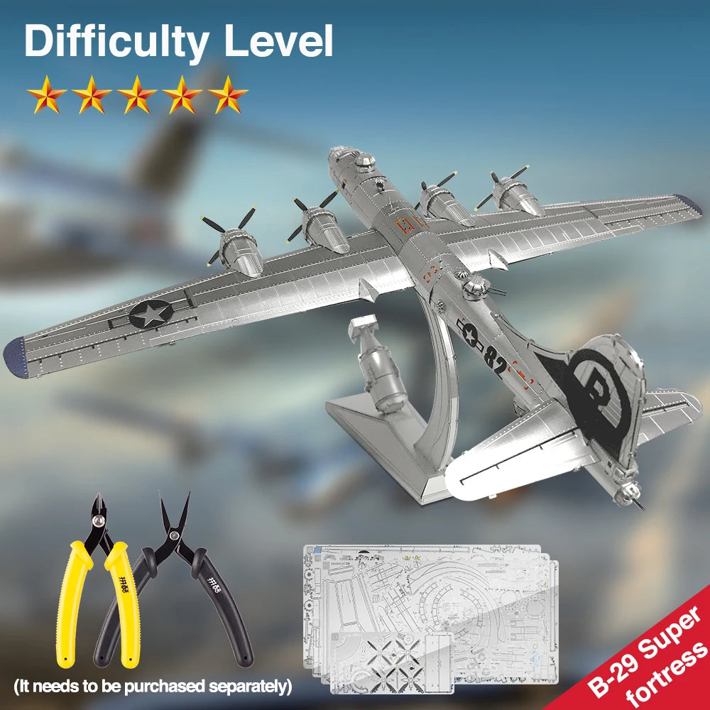 Piececool Model Building Kits Airplane Fighter 3D Metal Puzzles Diy Toys for Adult Brain Teaser