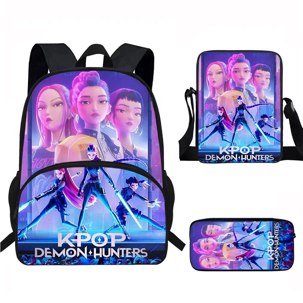 Anime Movie KPop Demon Hunters Backpack Mira Lumi Zoe Cosplay School Students Schoolbag Boys Girls Anime Pencil Bag Lunch Bag