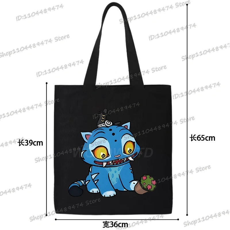 Women Men Cartoon KPop Demon Hunters Shopping Bag Funny Korean Ulzzang Canvas Tote Travel Handbags Beach Shoulder Bags