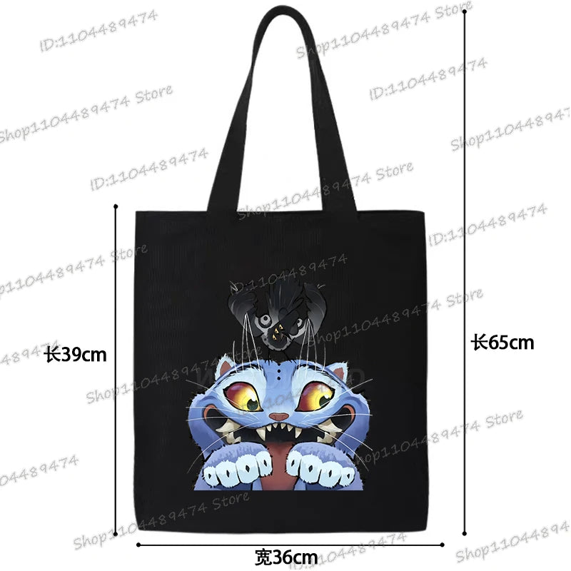 Women Men Cartoon KPop Demon Hunters Shopping Bag Funny Korean Ulzzang Canvas Tote Travel Handbags Beach Shoulder Bags