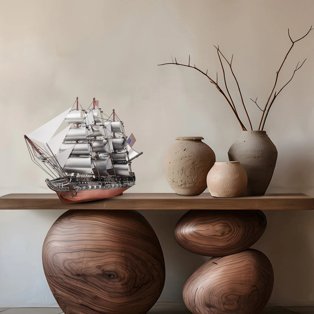 Piececool 3D Metal Puzzles Sailing Frigate Boat Model Building Kits Assembly DIY Kit for Adult Brain Teaser