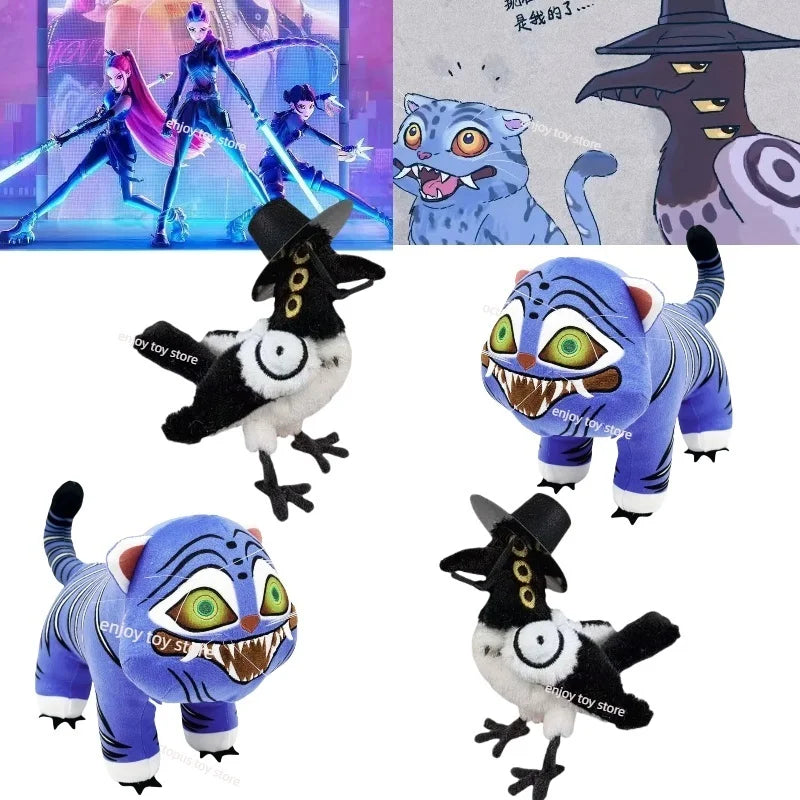 Anime Kpop Demons Hunters Plush Cute Purple Tiger Black Hat Magpie With 3 Eyes Monster Hunt Girl Group Stuffed For Fans Gifts