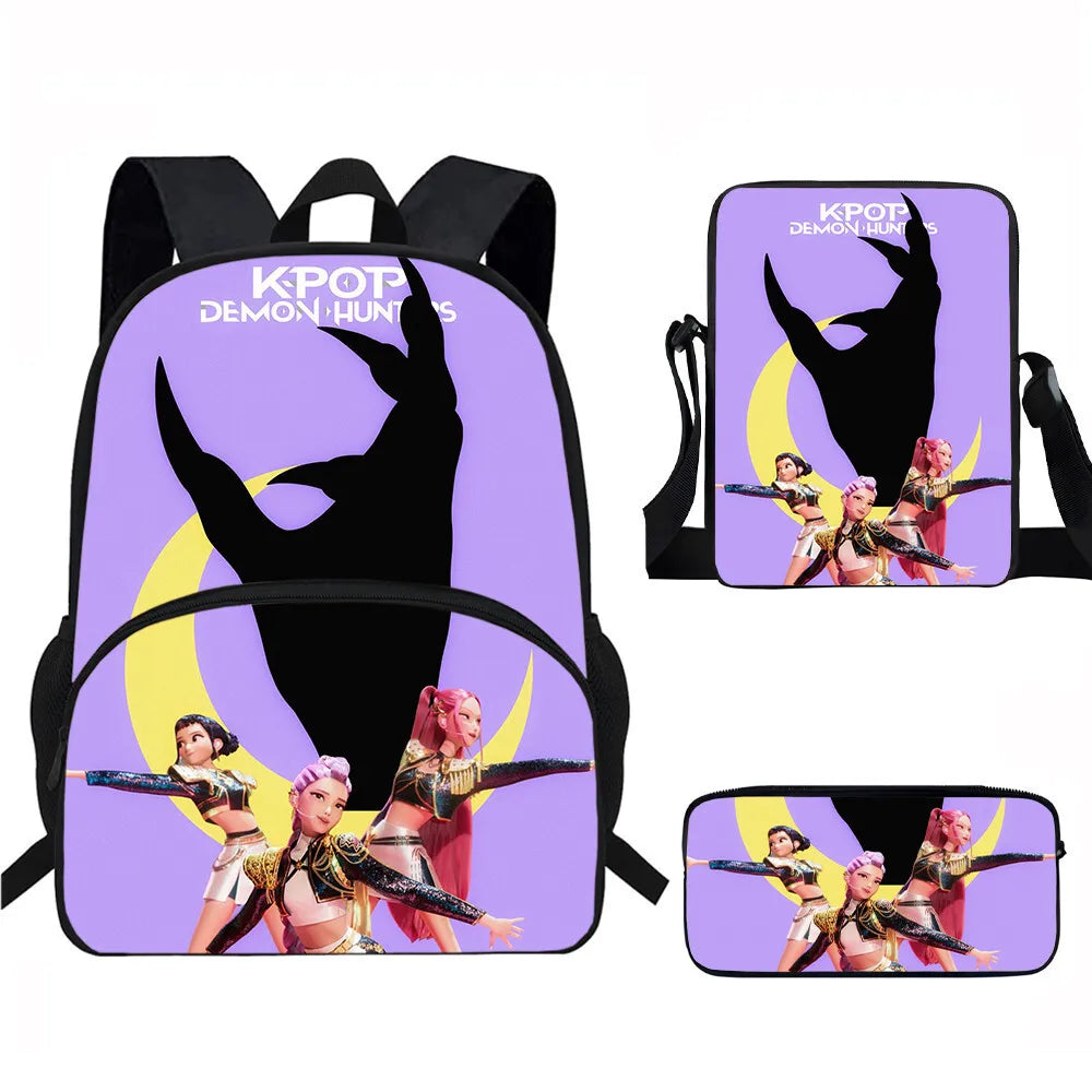 Anime Movie KPop Demon Hunters Backpack Mira Lumi Zoe Cosplay School Students Schoolbag Boys Girls Anime Pencil Bag Lunch Bag