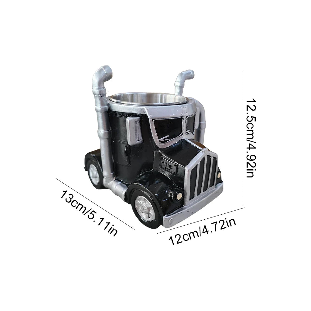 200-250ml Funny Semi-Truck Coffee Mugs Stainless Steel Drinkware Cups Handcrafted Water Bottle Resin Beer Mug for Novelty Gift